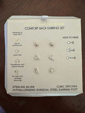 Olivia and Jackson Sterling Silver Cubic Zirconia Earring Set - Gold